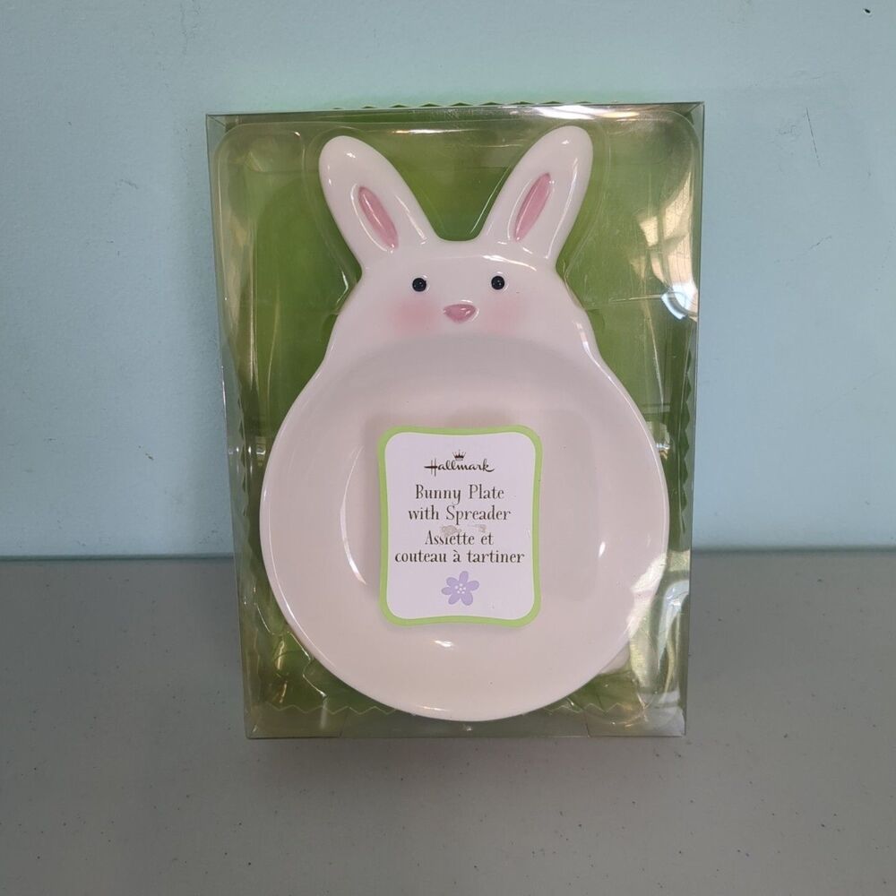 Hallmark Easter Bunny Plate With Spreader Cottontail Set Spring - NIB